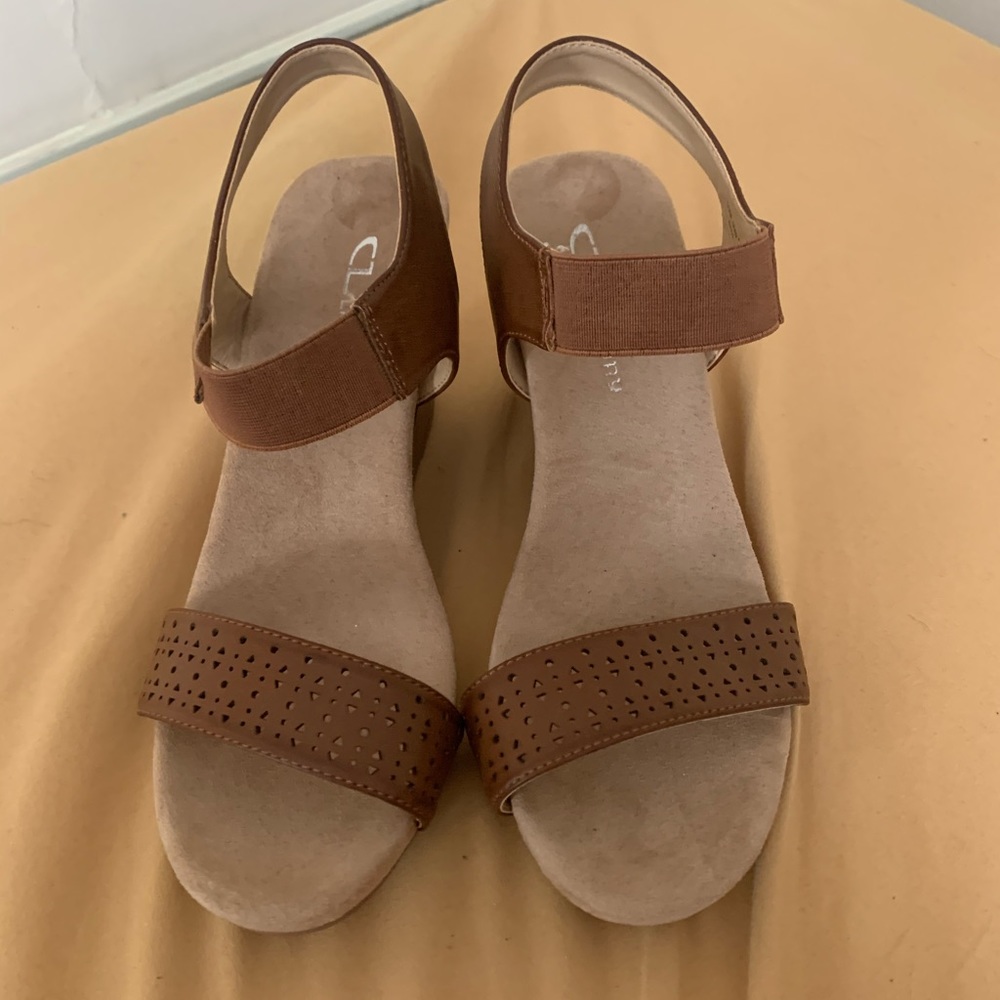 Brown wedge sandals